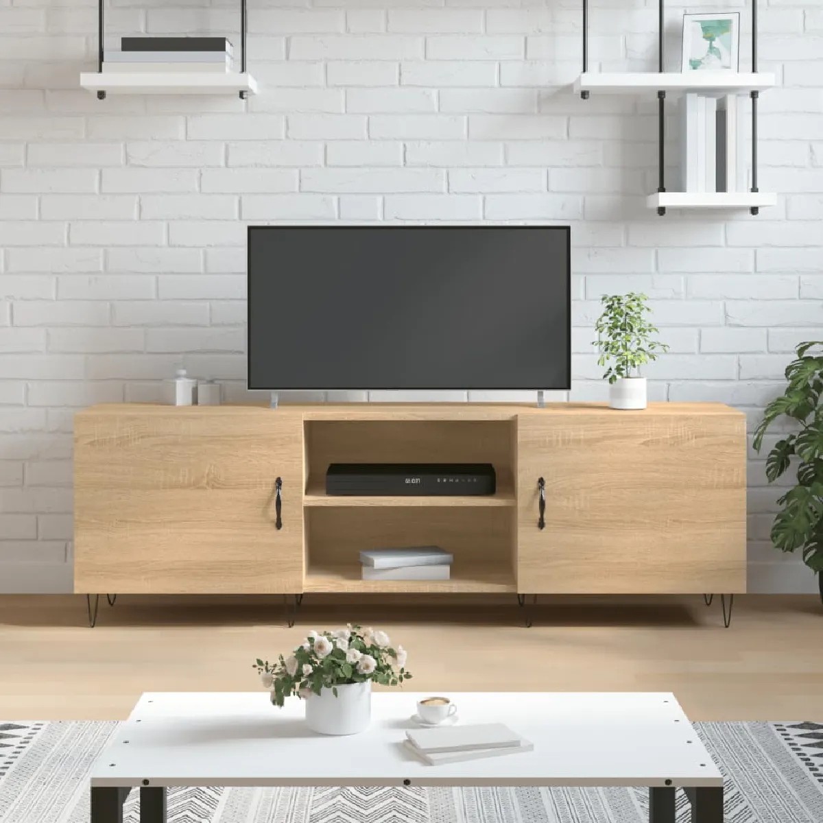 Non Communiqué Marron Vidaxl Meuble Tv Chêne Sonoma 150X30x50 Cm Bois D'ingénierie829095 - Image 3