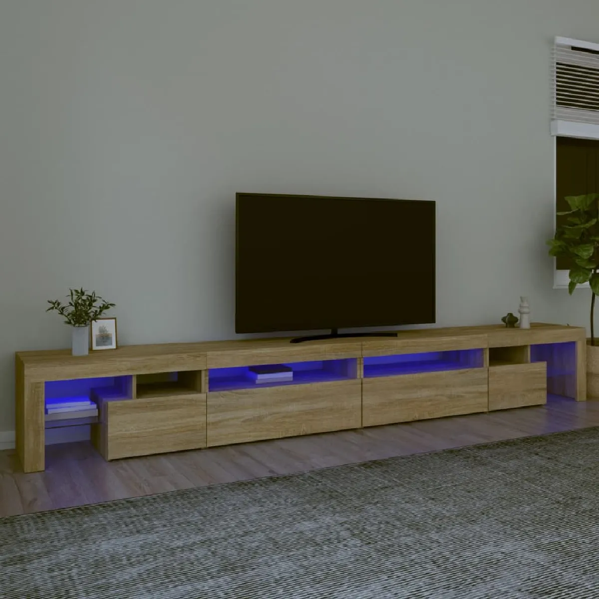vidaXL Meuble TV LED Chêne sonoma - vue 2