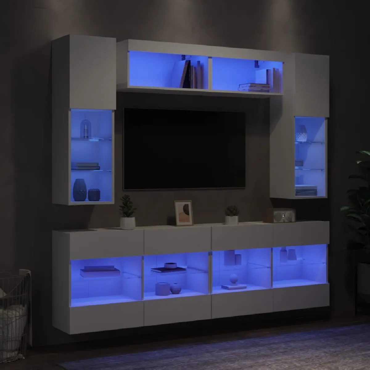 VIDAXL - Ensemble de Meubles TV - 6 pièces - Suspendu - LED - Blanc - Image 3