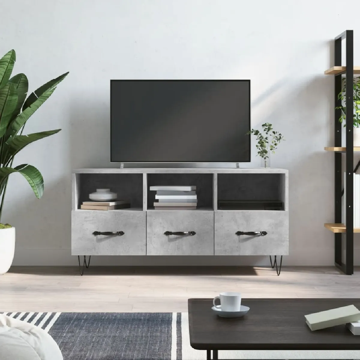 Non Communiqué Gris Vidaxl Meuble Tv Béton 102X36x50 Cm Bois D'ingénierie829032 - Image 3