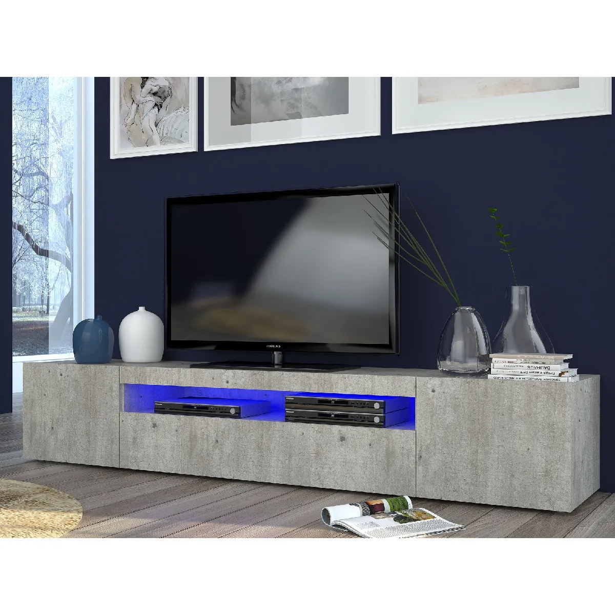 Alter Meuble TV avec LED - Gris Alter Meuble TV avec LED - Gris