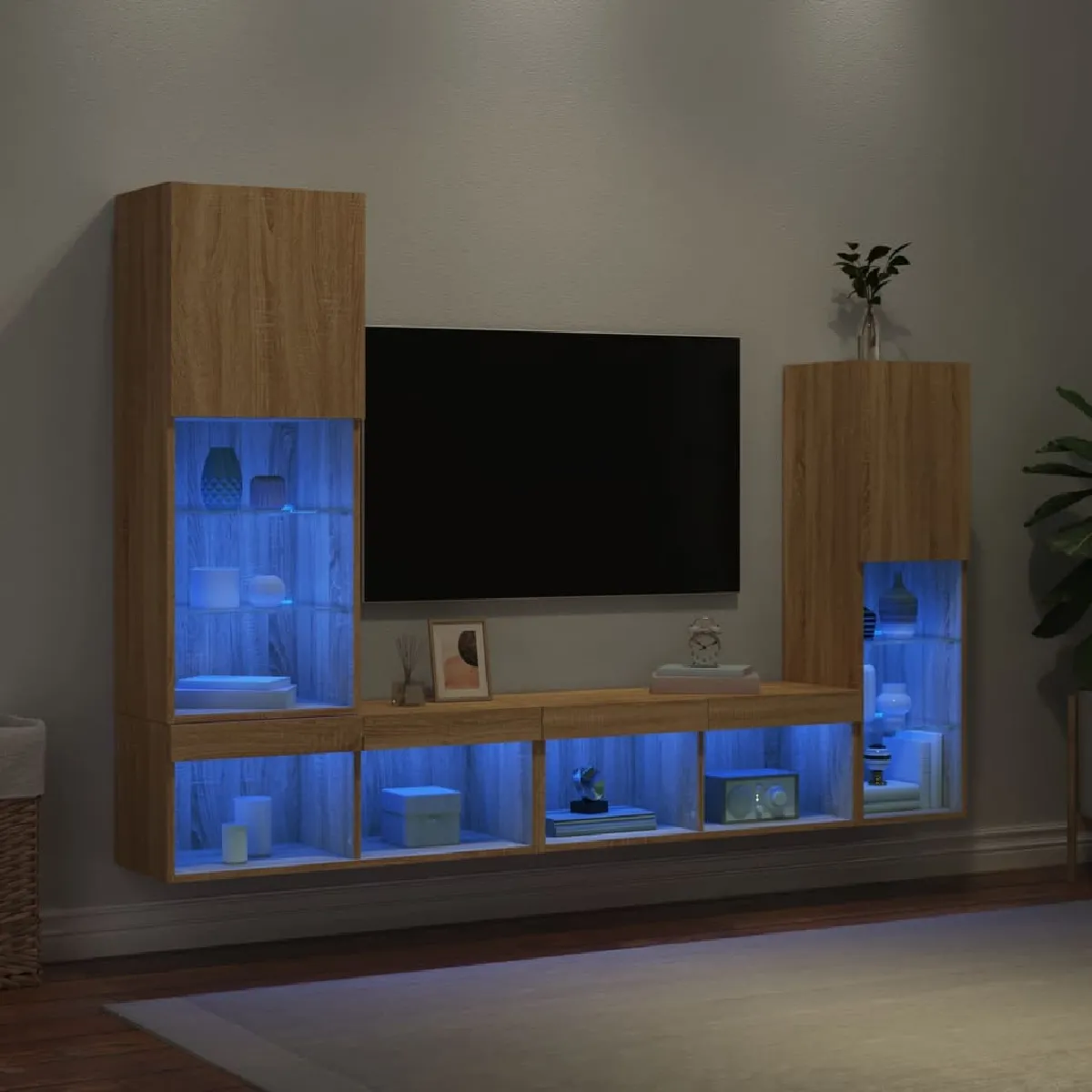 vidaXL - Meuble TV Mural - Ensemble 4 pièces - Chêne Sonoma - Design Moderne - Image 3