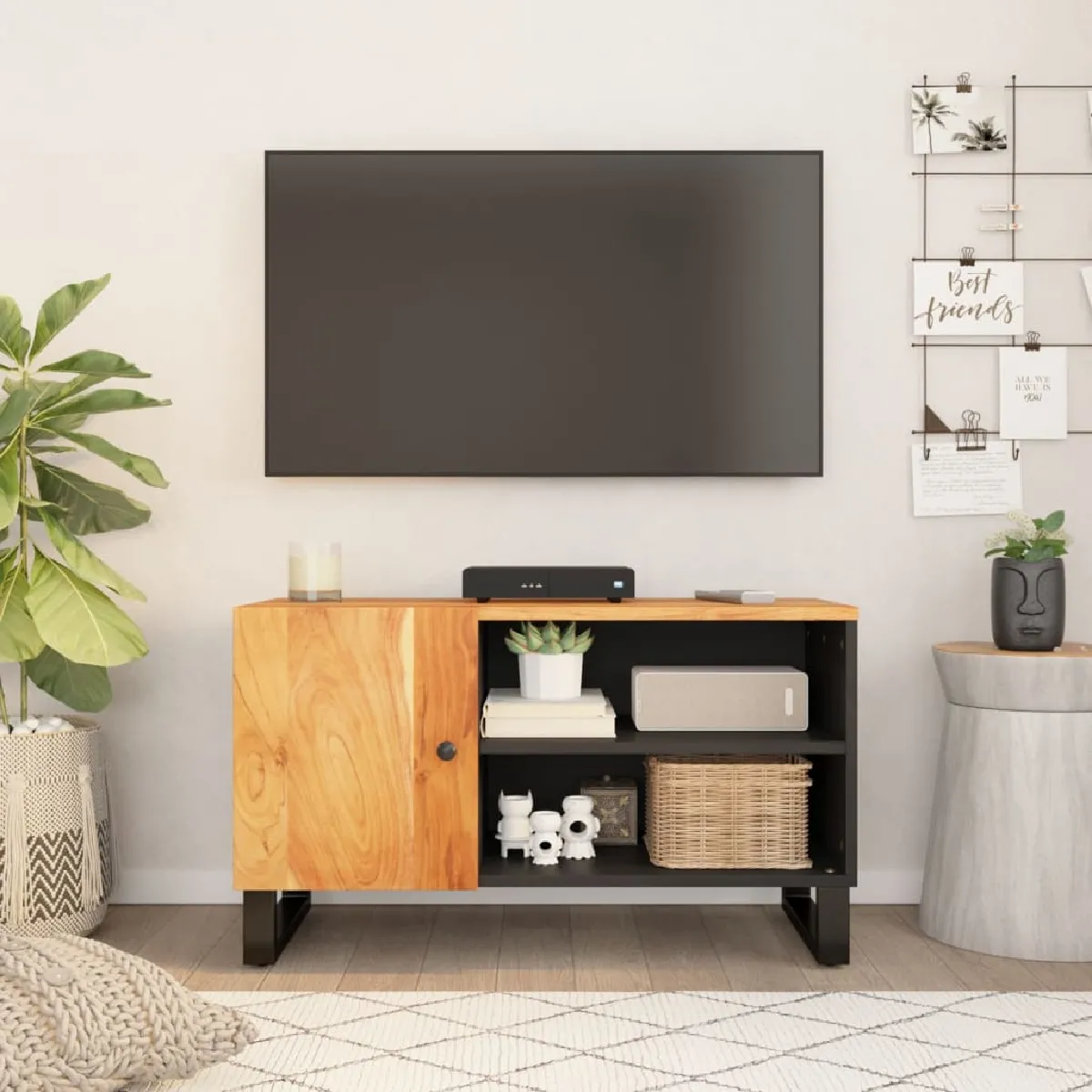 vidaXL Meuble TV 80 cm - Bois d'acacia solide