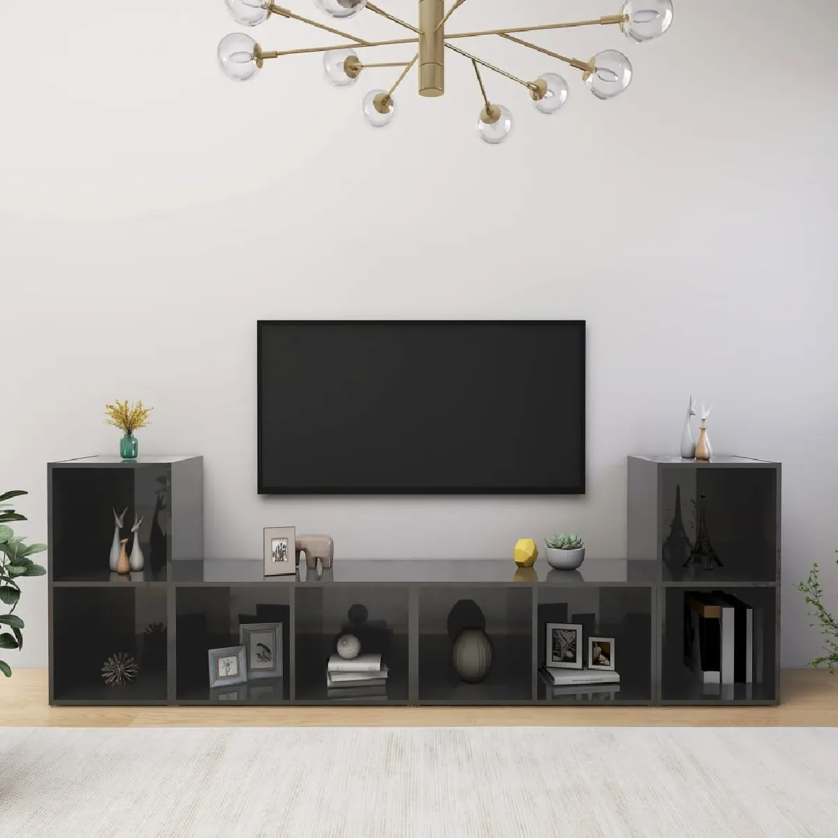 Vidaxl Gris Meubles Tv 4 Pcs - Brillant