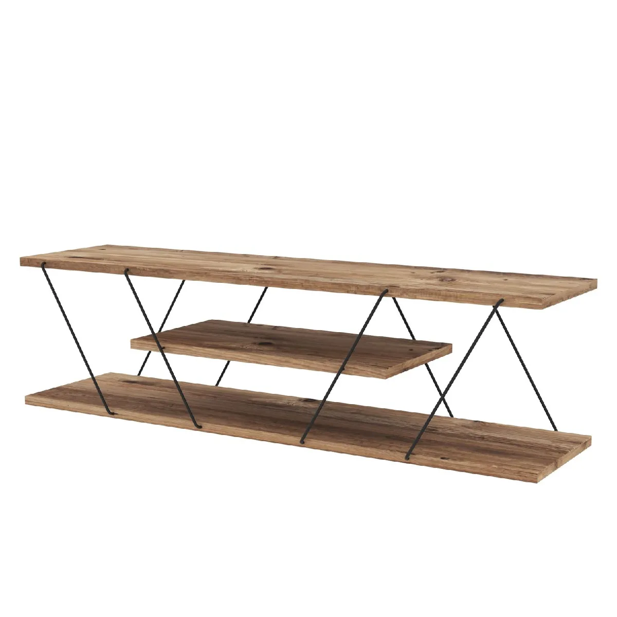 Meuble TV en mélaminé de style Industriel - L.120cm - Marron Meuble TV en mélaminé de style Industriel - L.120cm - Marron