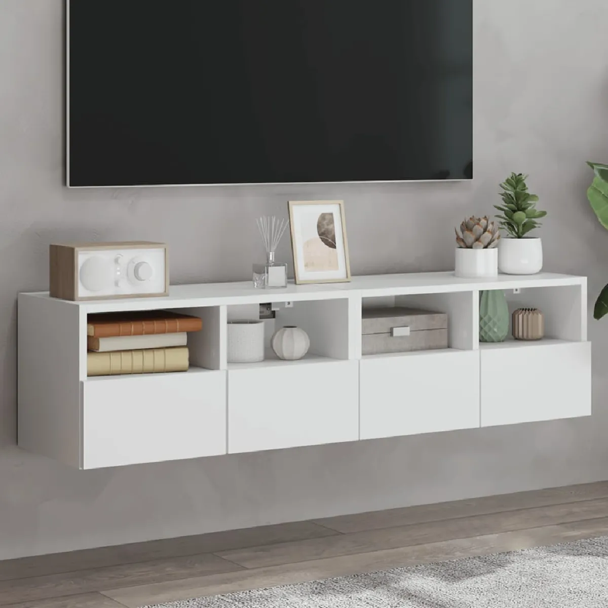 Non Communiqué Blanc Meubles Tv Muraux 2 Pcs 60X30x30 Cm Bois D Ingénierie - Image 2