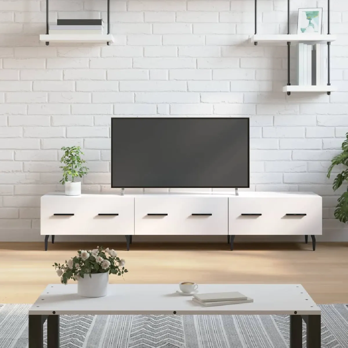 VIDAXL - Meuble TV - Blanc - 150x36x30 cm - Image 3