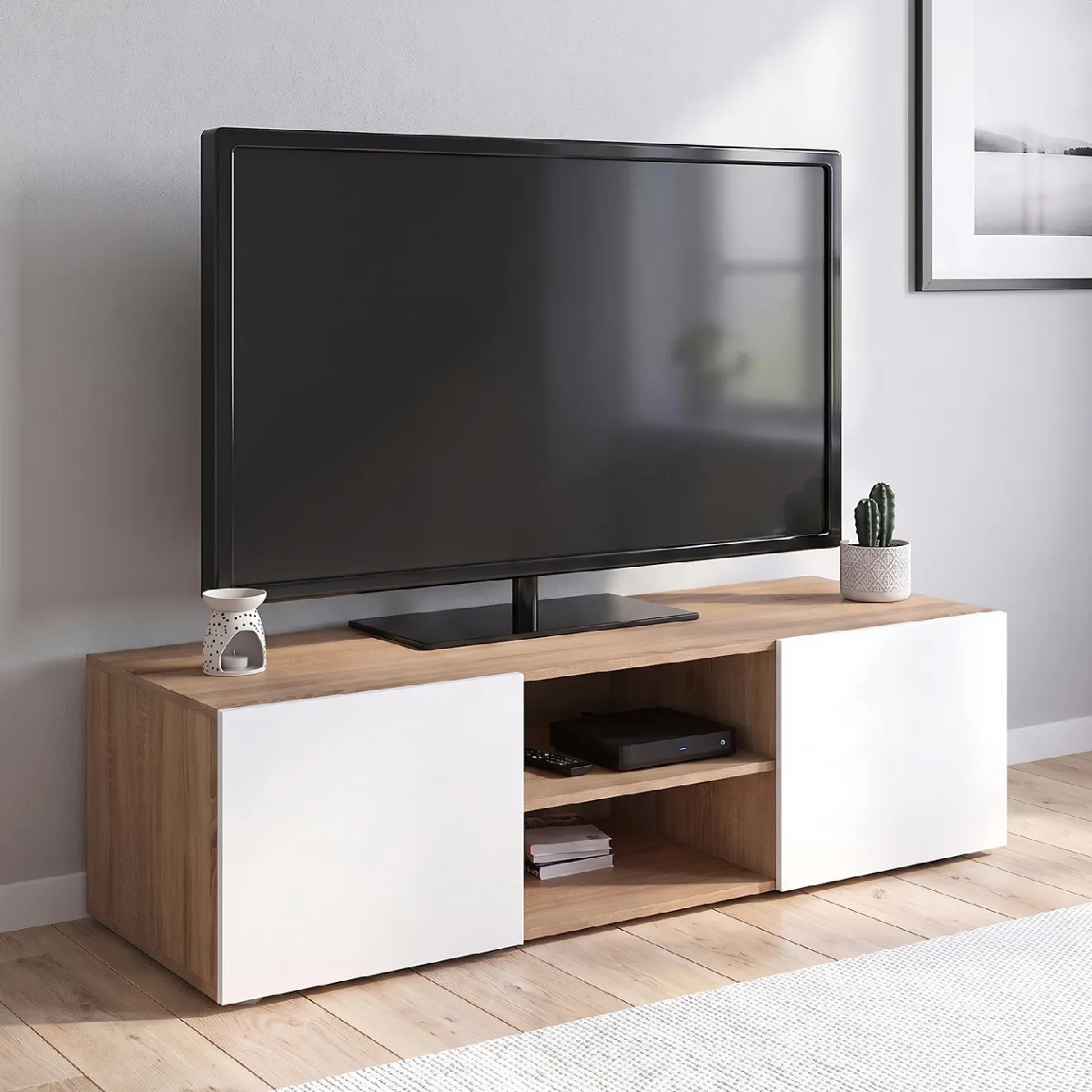 Market ELI 113 cm - Blanc/Hêtre