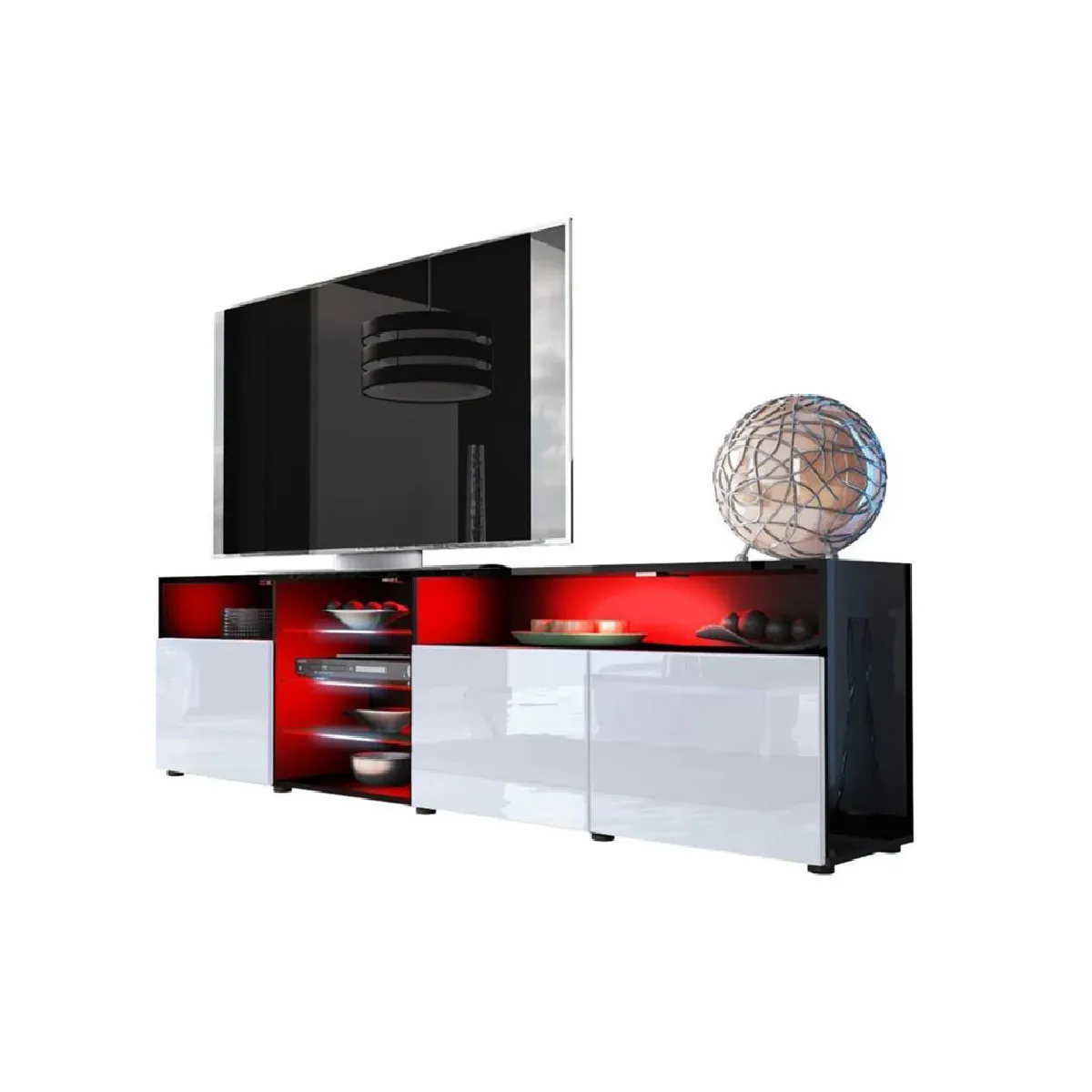DUSINE MEUBLE TV MASSIMO Noir et Blanc LED RGB DUSINE MEUBLE TV MASSIMO Noir et Blanc LED RGB