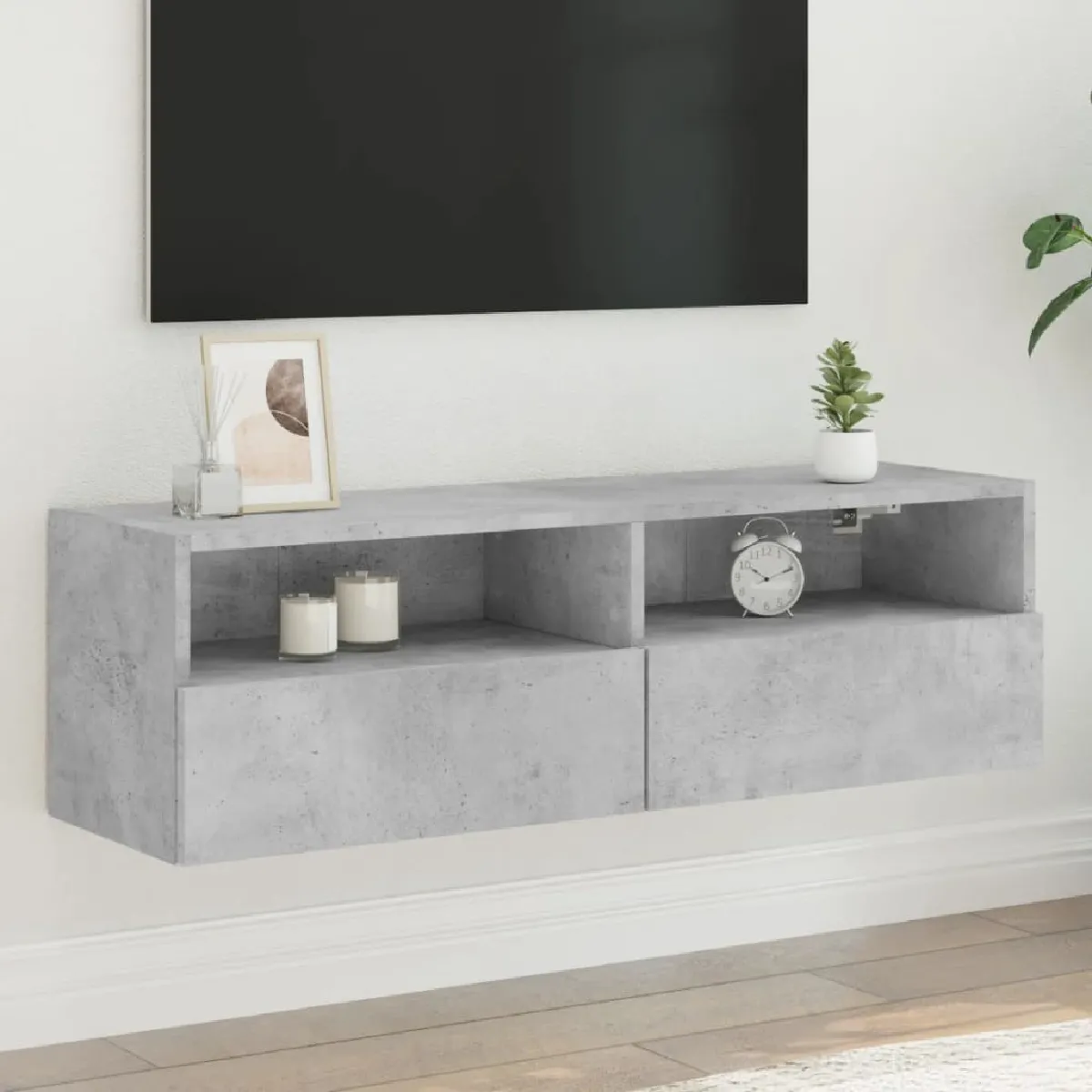 Vidaxl Meuble TV Mural - Gris Béton 100x30x30 cm