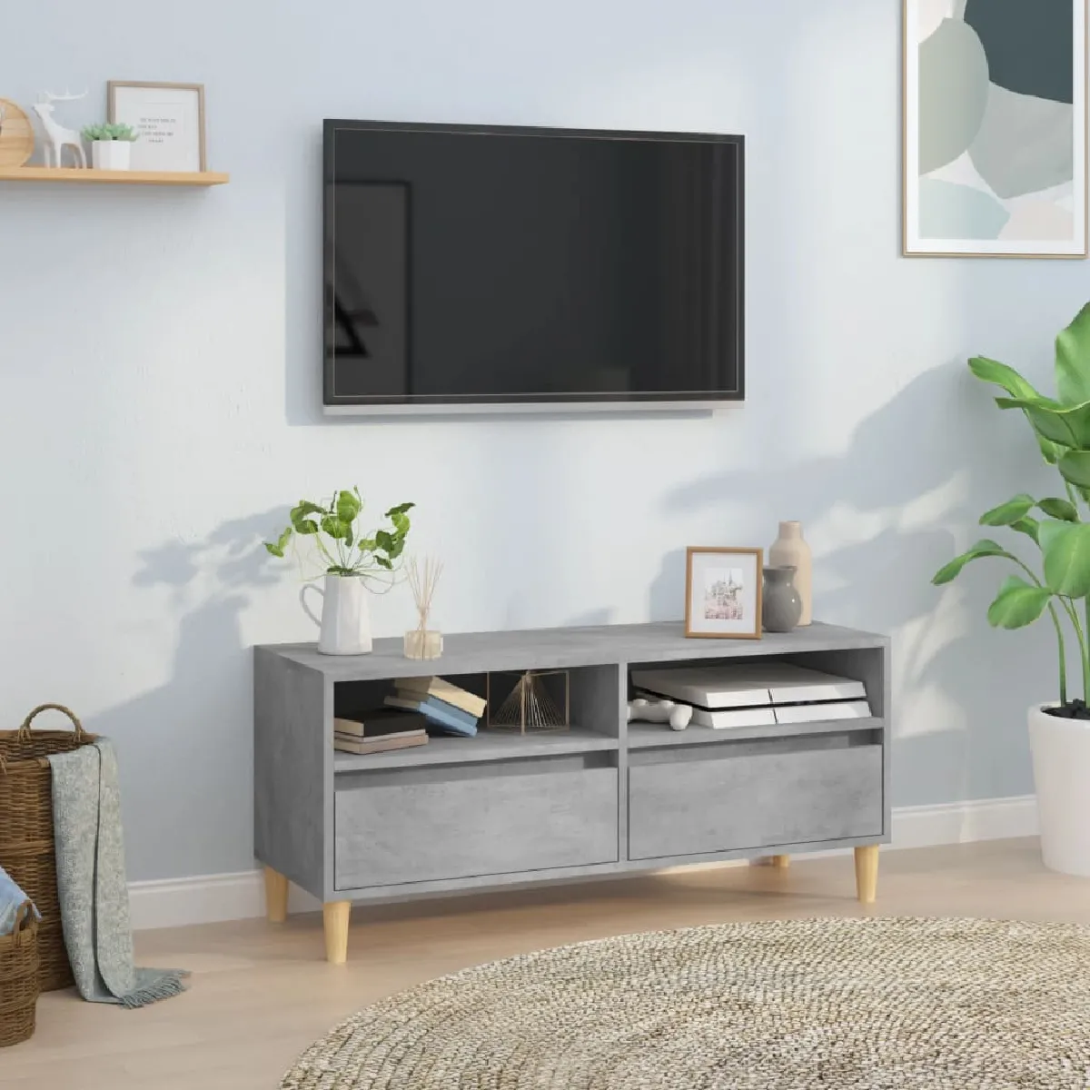 vidaXL Meuble TV béton 100 cm - vue 2