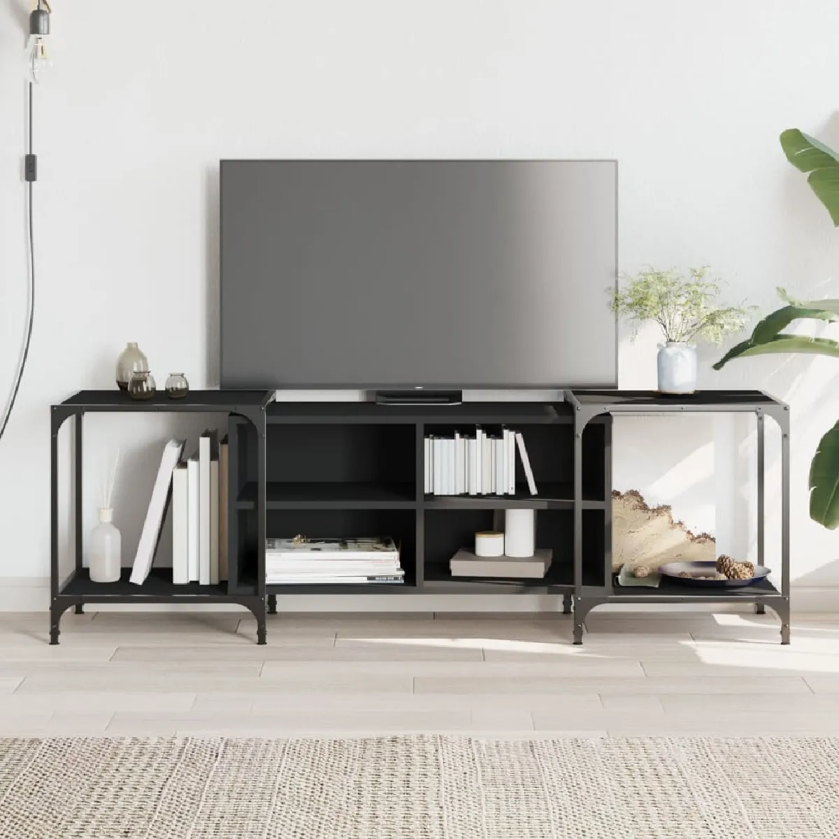 Vidaxl Meuble TV Noir 153x37x50 cm - Bois d'ingénierie