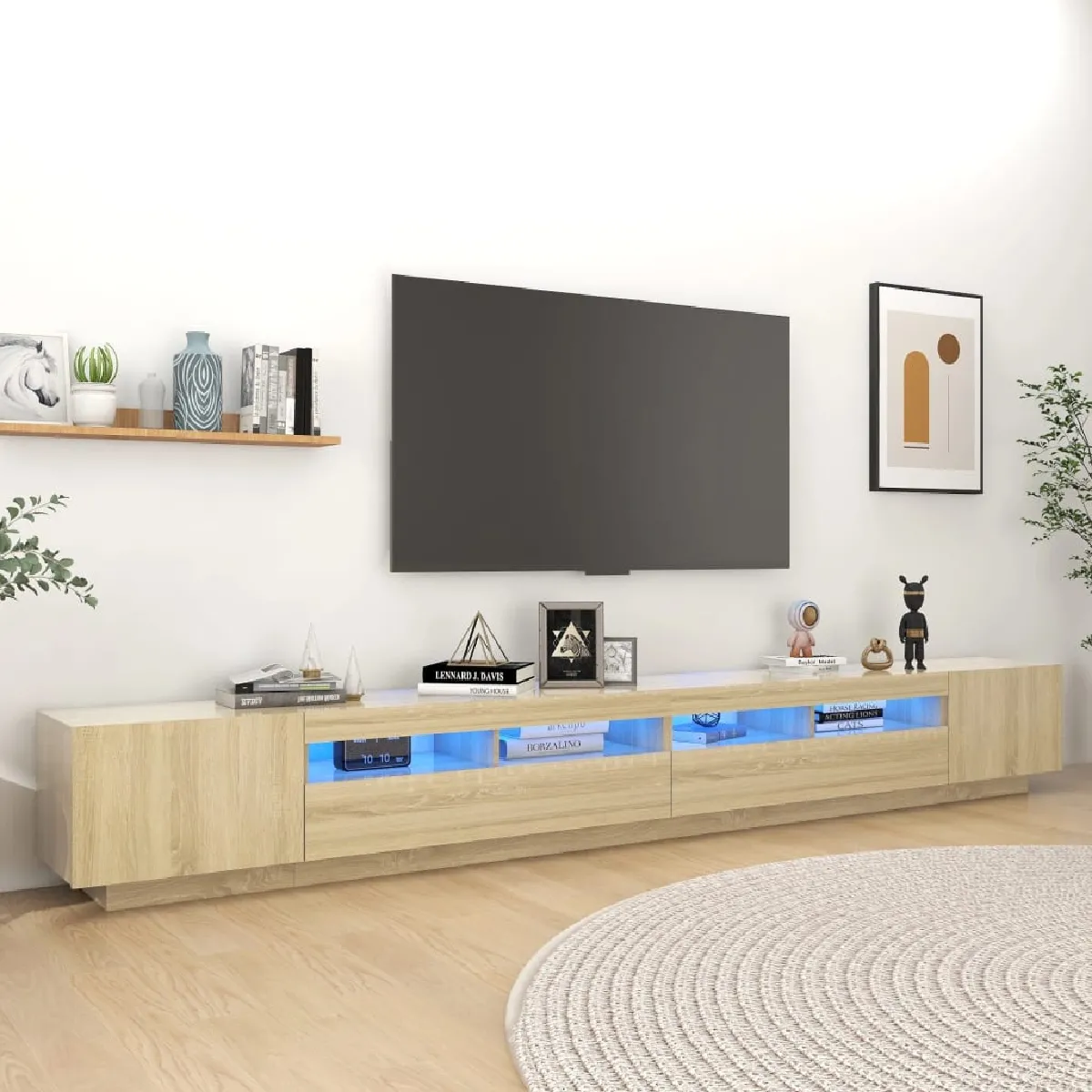 Vidaxl Meuble TV LED Chêne Sonoma 300 cm