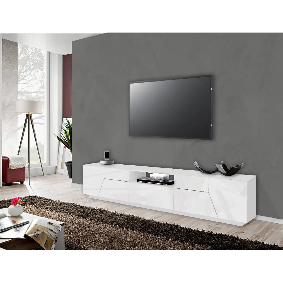 Alter Meuble TV 4 portes 1 tiroir - Blanc Alter Meuble TV 4 portes 1 tiroir - Blanc