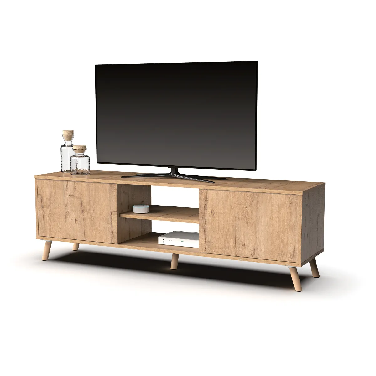 Pegane Meuble TV - Chêne doré