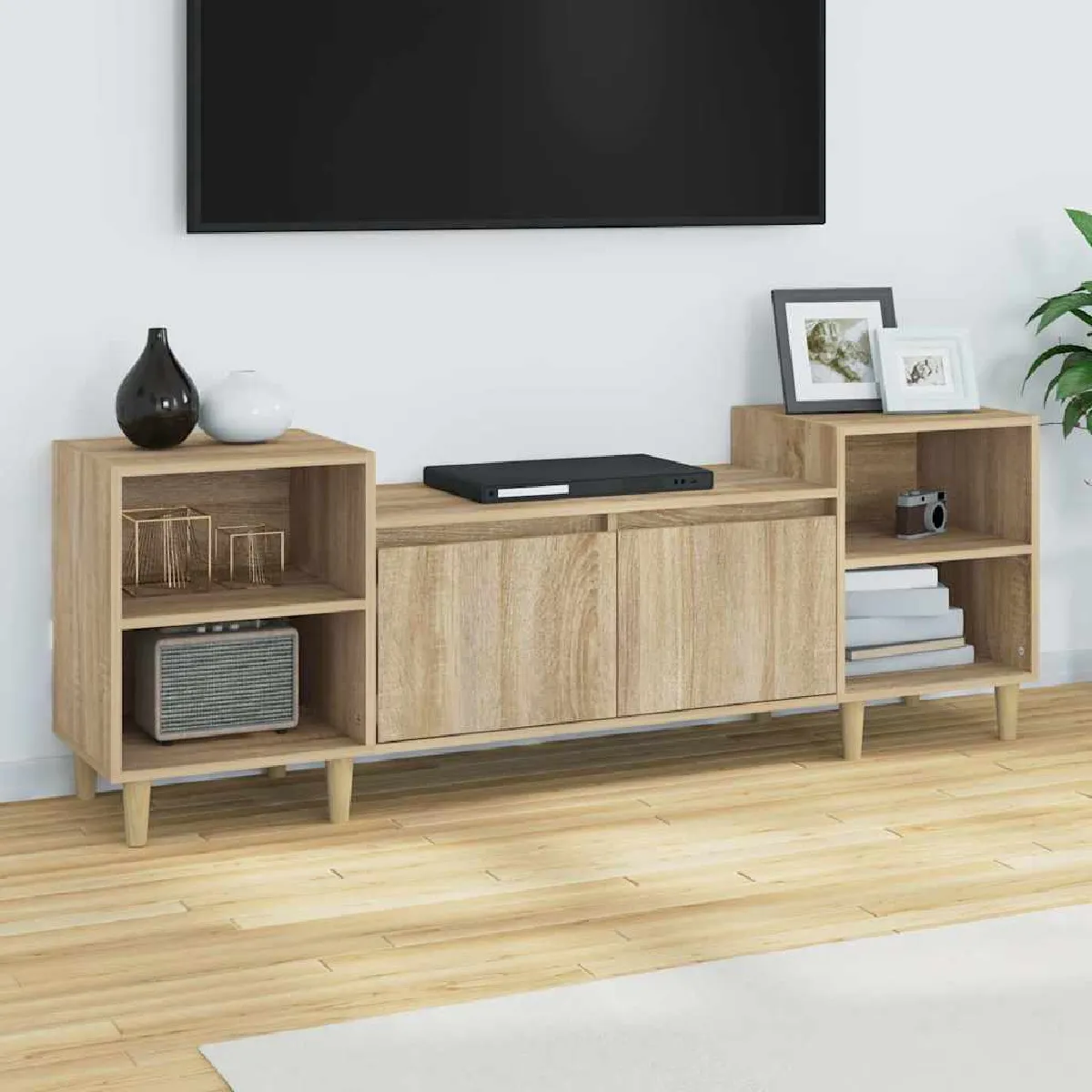 VIDAXL - Meuble TV - Bois - 160x35x55 cm - Chêne Sonoma - Image 3