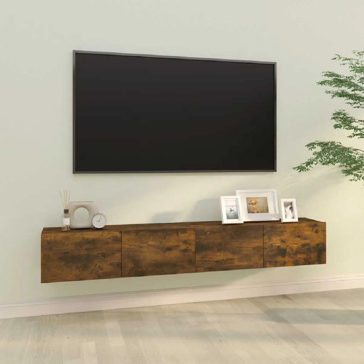 VIDAXL Meubles TV muraux Chêne fumé