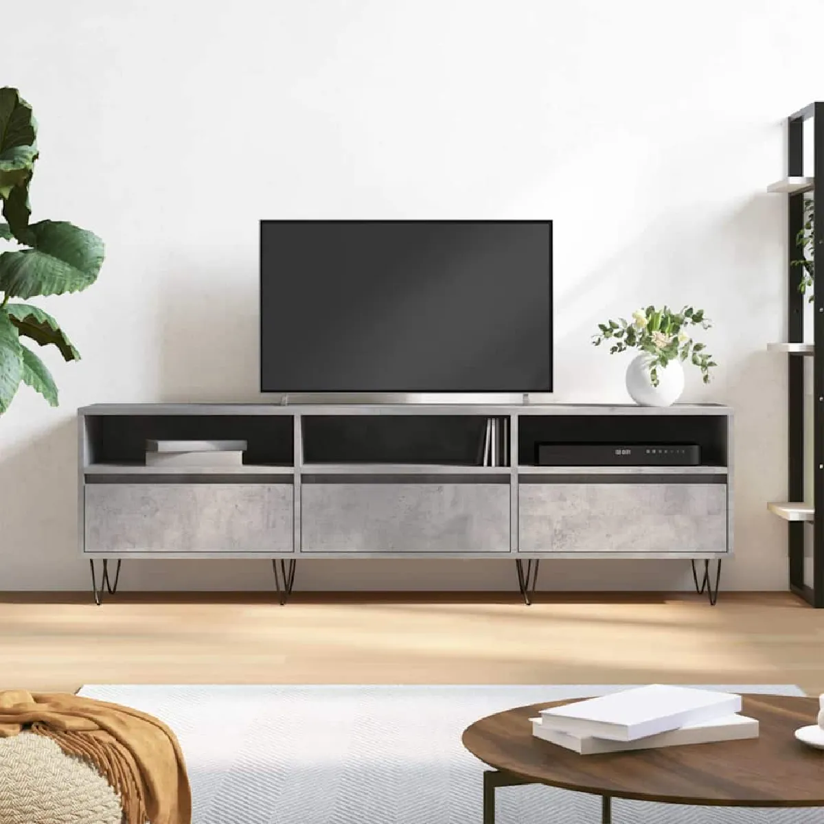 VIDAXL - Meuble TV - Gris Béton - 150x30x44,5 cm - Image 2