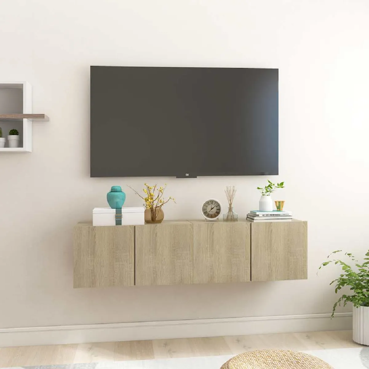VIDAXL - Meuble TV suspendu - Chêne - 60x30x30 cm - Lot de 2 - Image 2