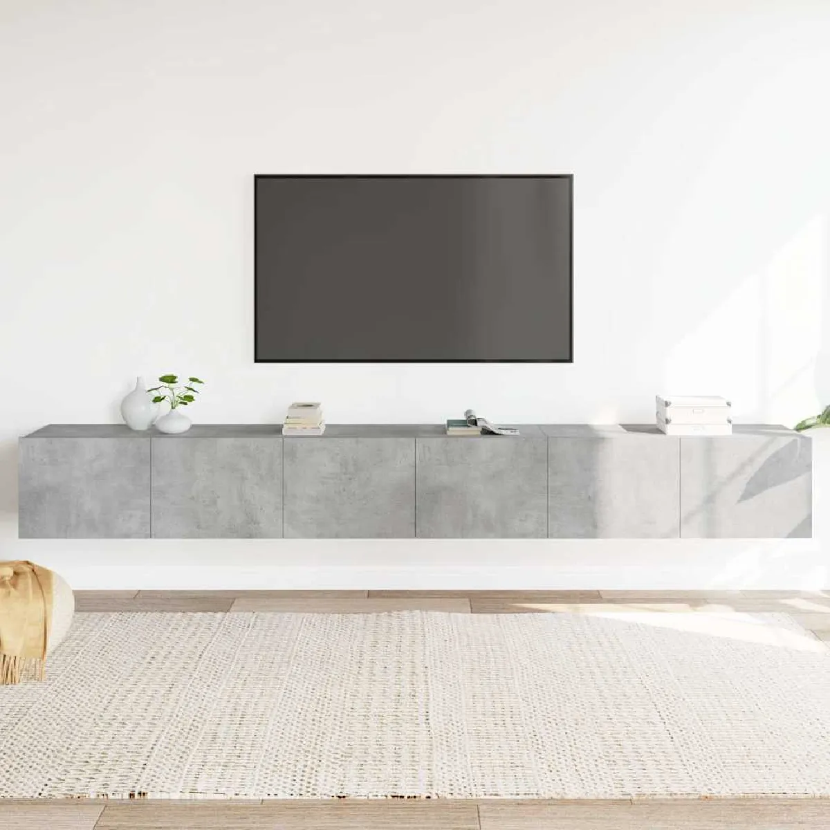 Non Communiqué Gris Ensemble De Meubles Tv 3 Pcs Béton Bois D Ingénierie - Image 3