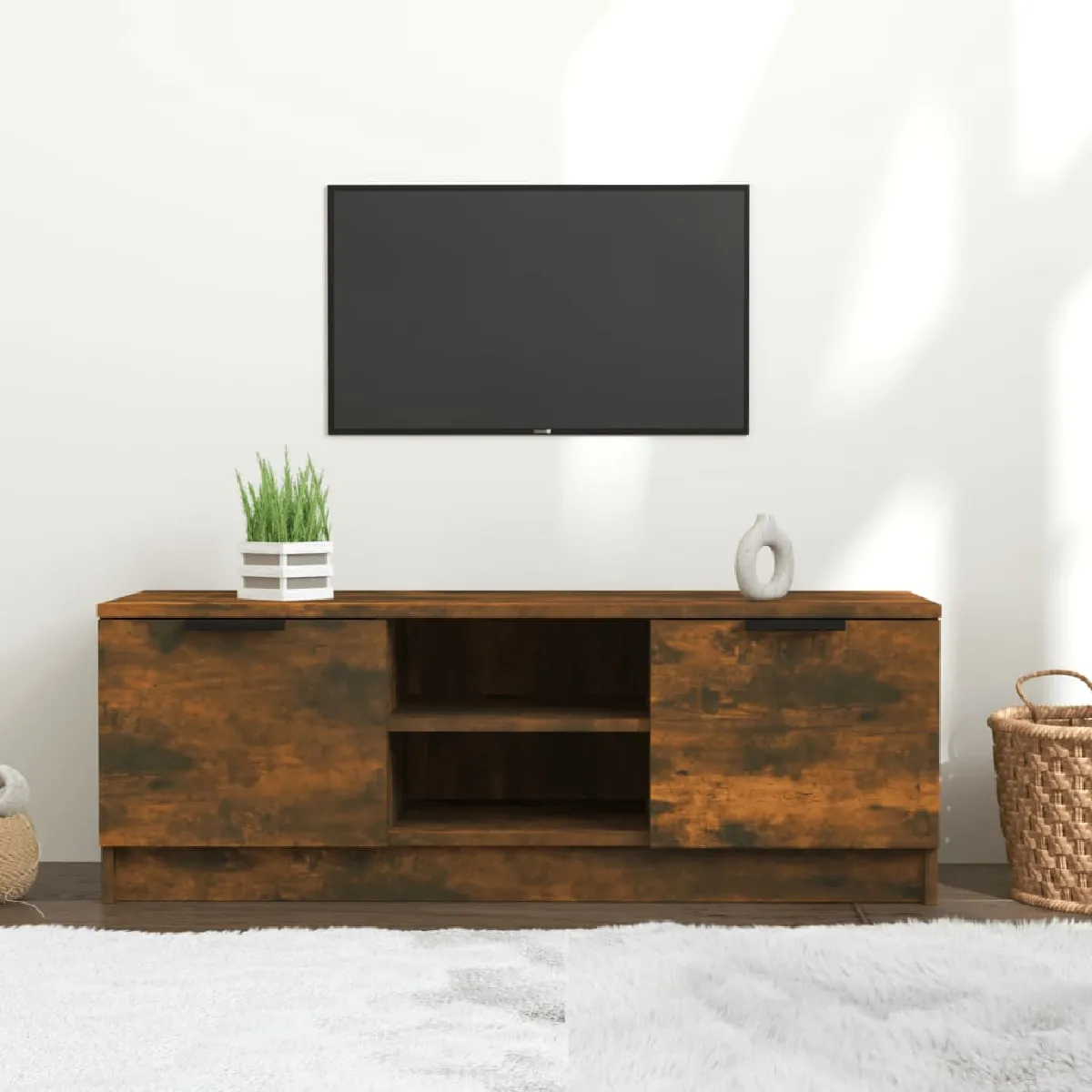 vidaXL Meuble TV Chêne fumé 102 cm