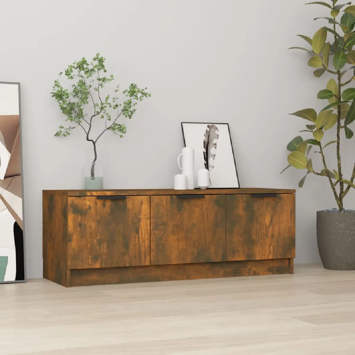 Non Communiqué Marron Vidaxl Meuble Tv Chêne Fumé 102X35x36,5 Cm Bois D'ingénierie817081 - Image 3