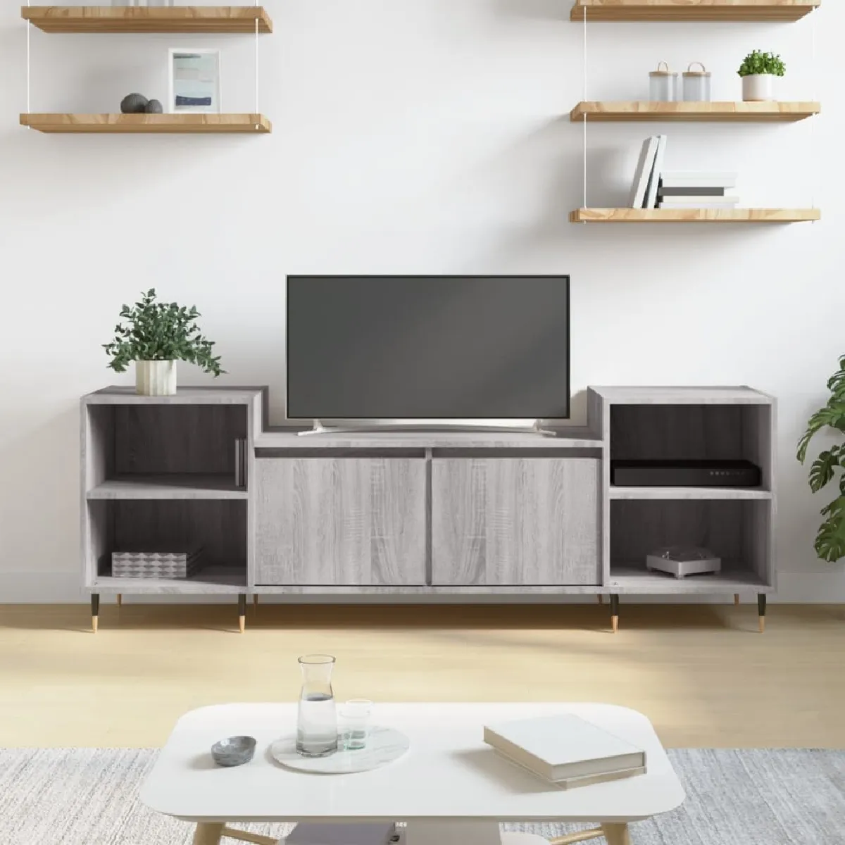 VIDAXL - Meuble TV Sonoma - Gris - 160 x 35 x 55 cm - Image 2