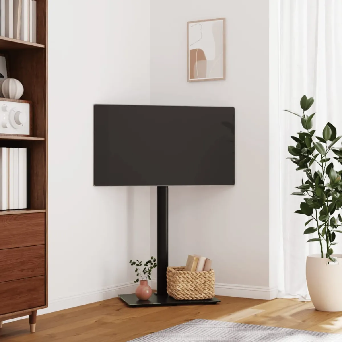 vidaXL Meuble TV d'angle 1 niveau pour 32-65 pouces noir