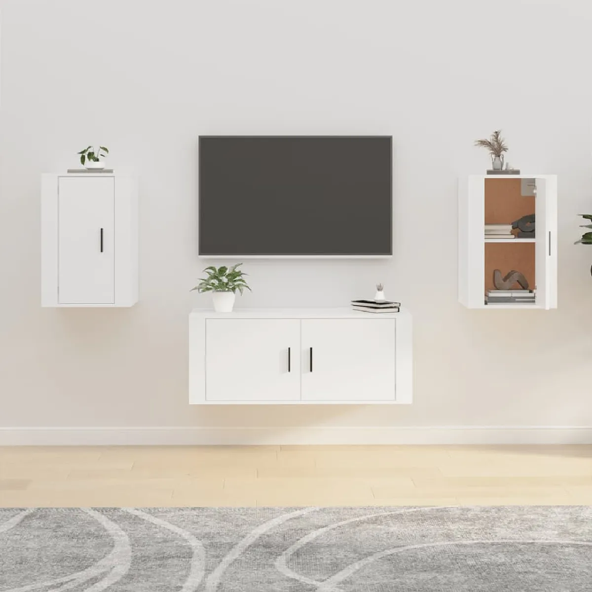 Vidaxl Blanc Meubles Tv Muraux - 2 Pcs