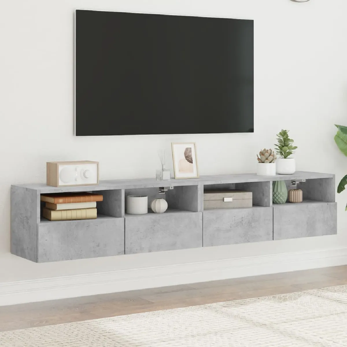 Vidaxl Gris Meubles Tv Muraux 2 Pcs Béton