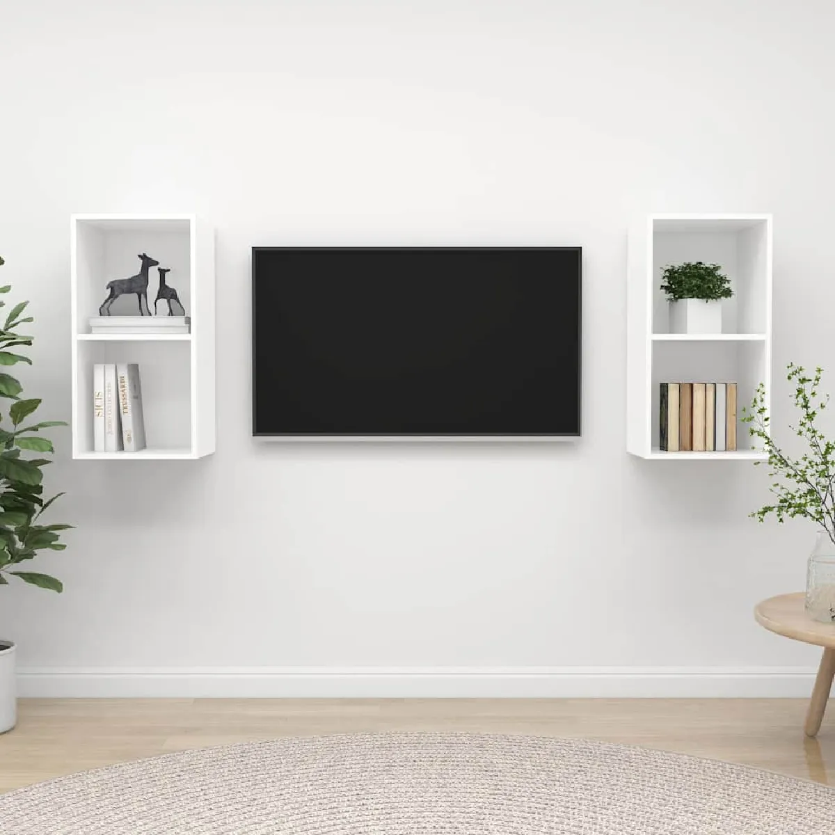 Non Communiqué Blanc Meubles Tv Muraux 2 Pcs Bois D Ingénierie - Image 2
