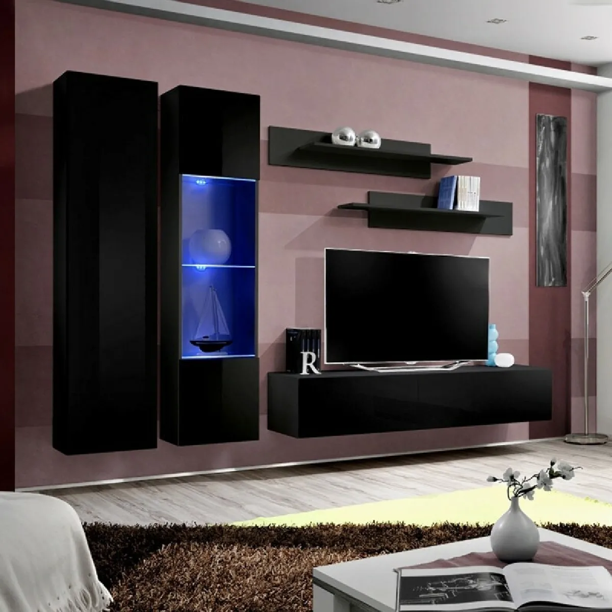 Paris Prix Meuble TV Fly V 260 cm - Noir Paris Prix Meuble TV Fly V 260 cm - Noir