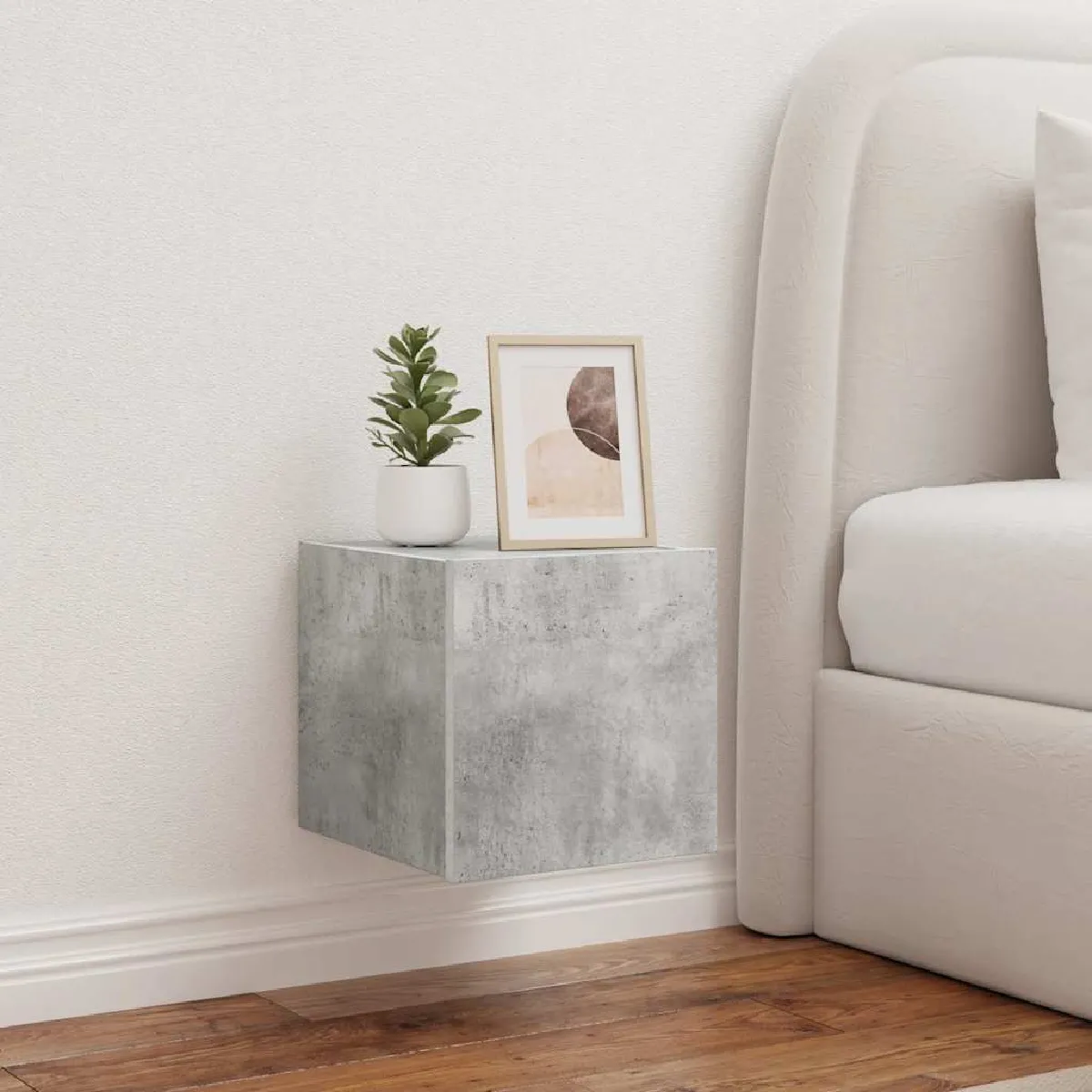 vidaXL Meuble TV mural avec LED Béton