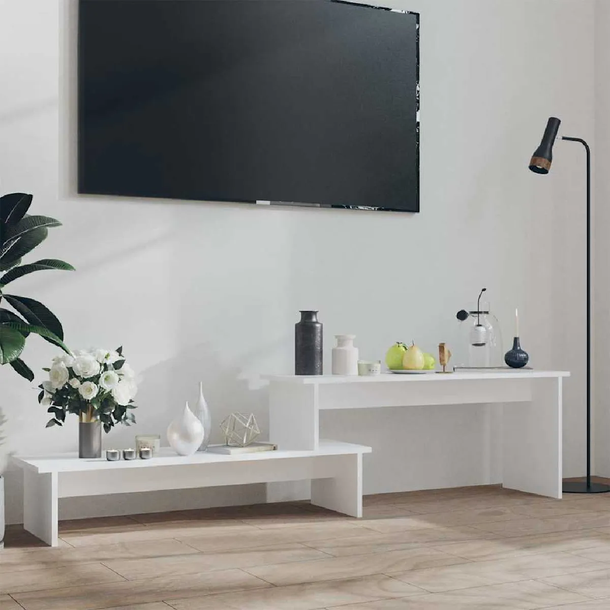 Non Communiqué Blanc Vidaxl Meuble Tv, Armoire De Télévision Avec Étagère, Meuble Télé Avec Rangement Salle De Séjour Salon, Moderne, Bois D'ingénierie - Image 3