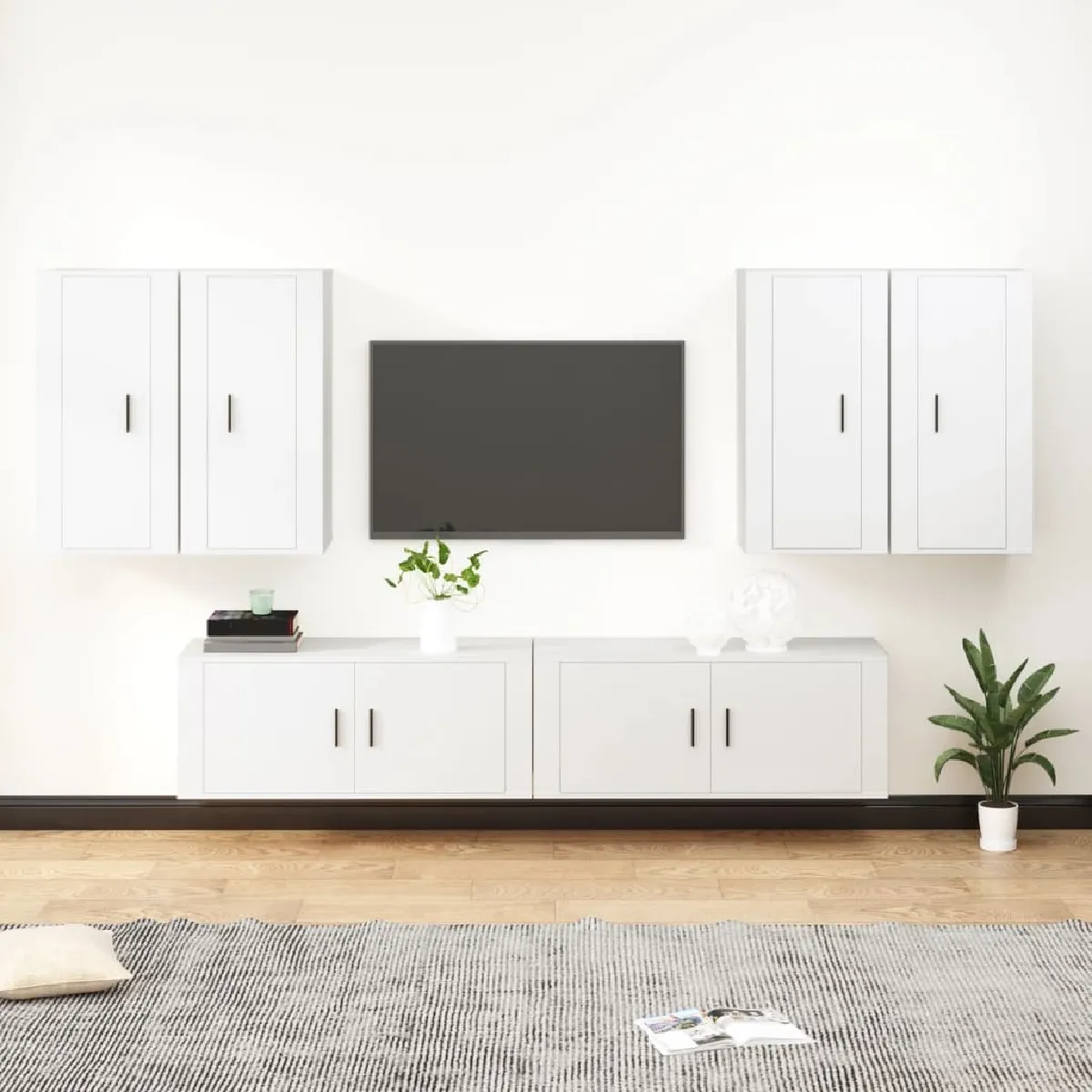 Vidaxl Blanc Ensemble De Meubles Tv - 6 Pièces