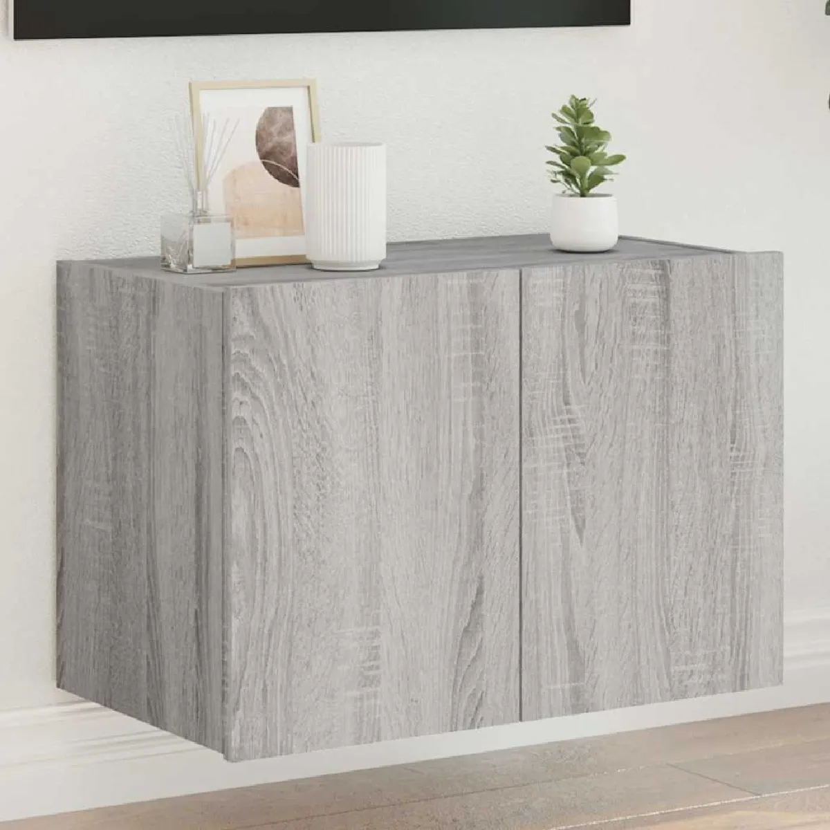 Vidaxl Gris Meuble Tv Led Sonoma 60 Cm
