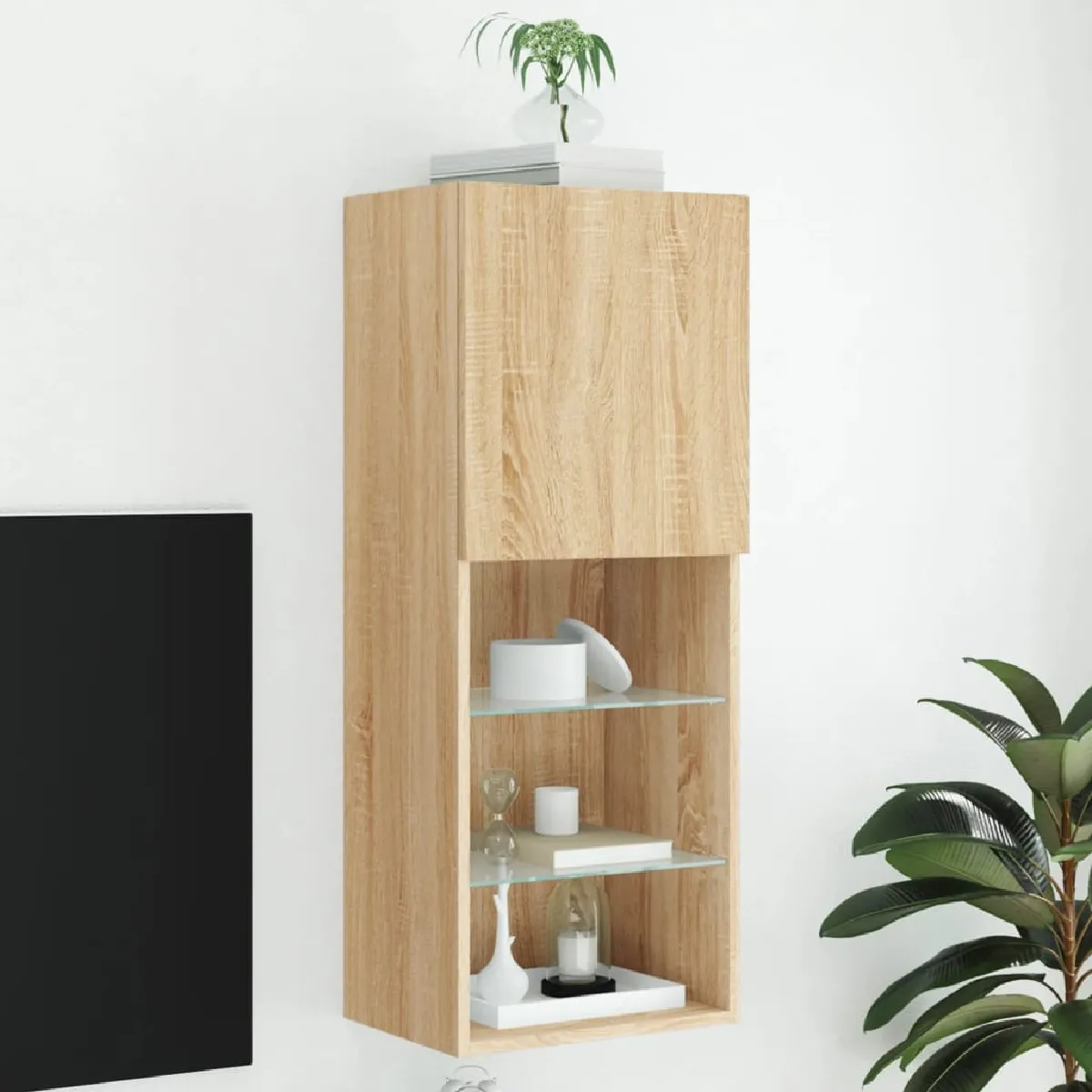 VIDAXL - Meuble TV - Chêne Sonoma - Avec éclairage LED - 102 x 30 x 40,5 cm - Image 2