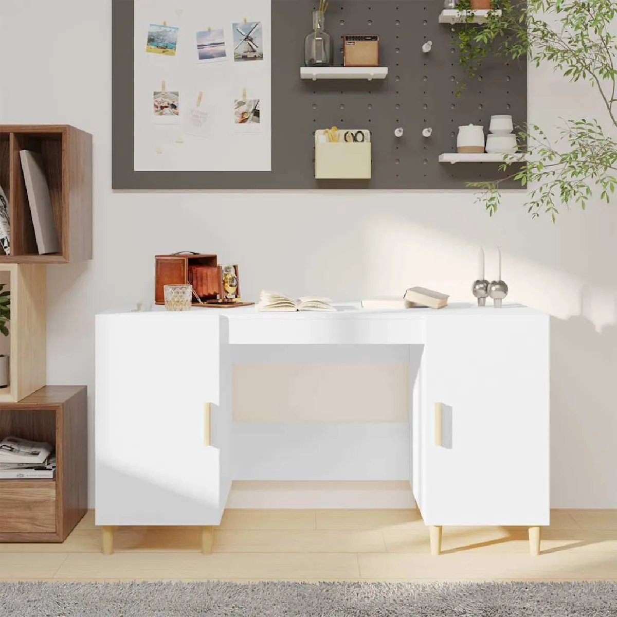 Vidaxl Blanc Bureau 140X50x75 Cm Bois D'ingénierie - Image 2