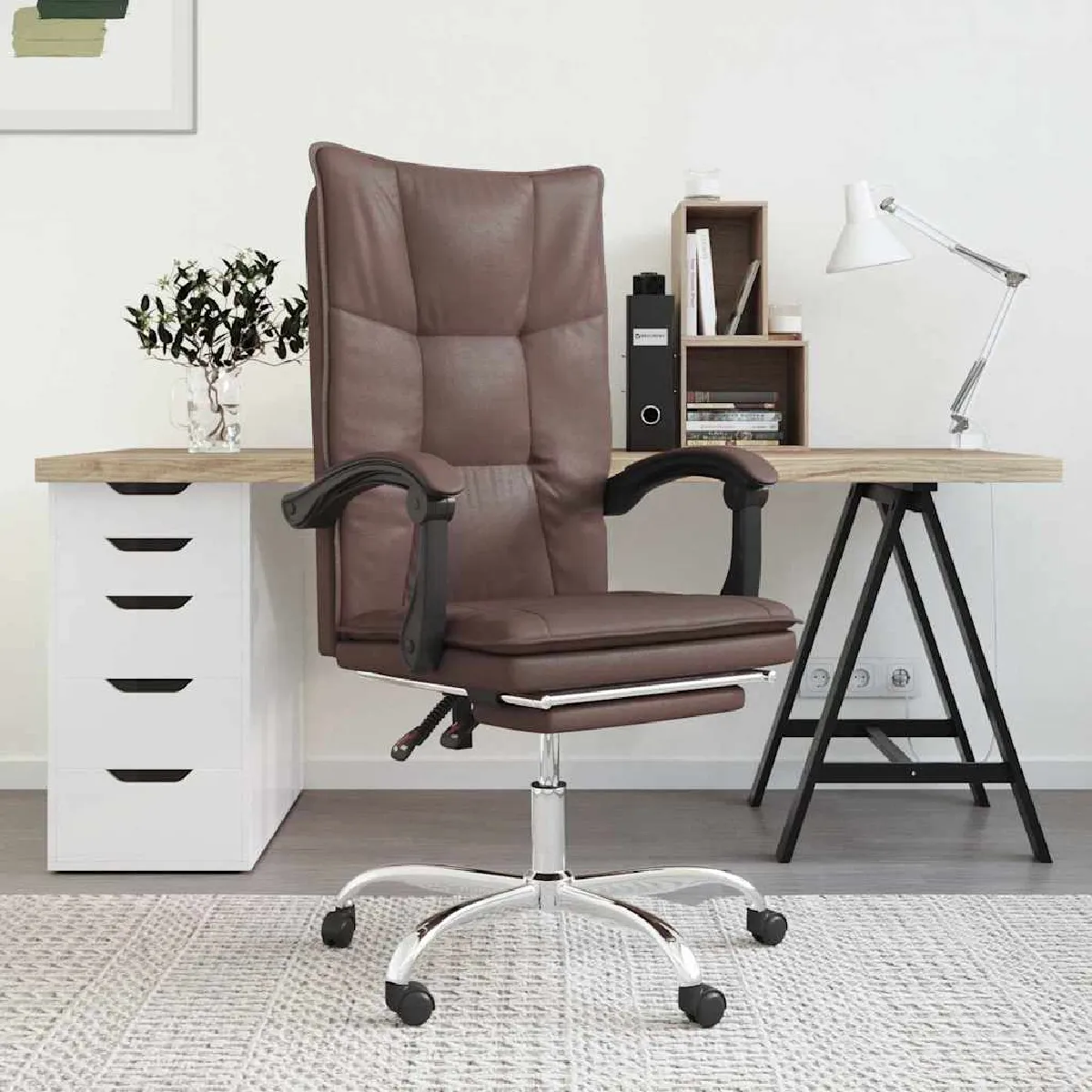VIDAXL - Fauteuil de bureau - Réglable - Similicuir - Marron - Image 2