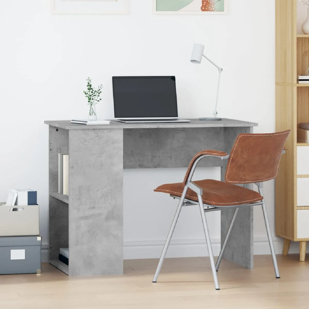 VIDAXL Bureau avec Étagères Béton - vue 3