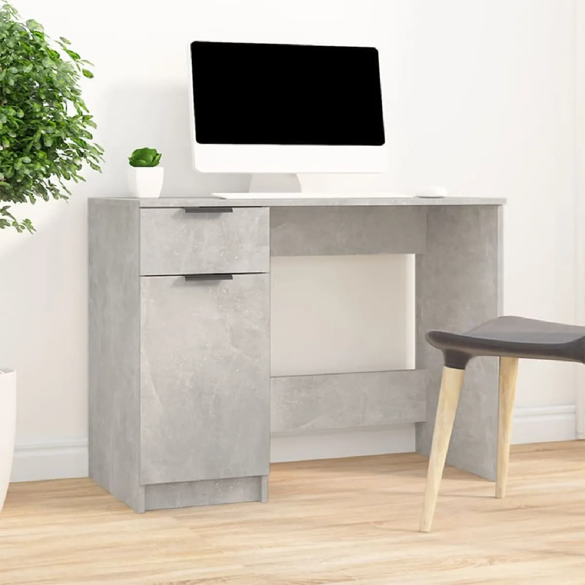 Non Communiqué Gris Béton Vidaxl Bureau 100X50x75 Cm Bois D'ingénierie - Image 3