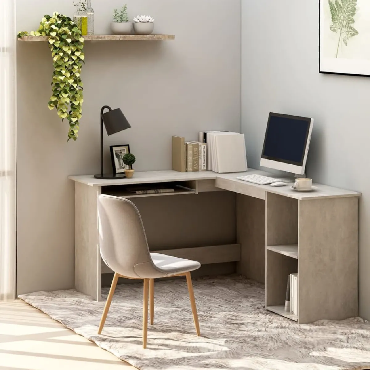 vidaXL Bureau d'angle béton - vue 5
