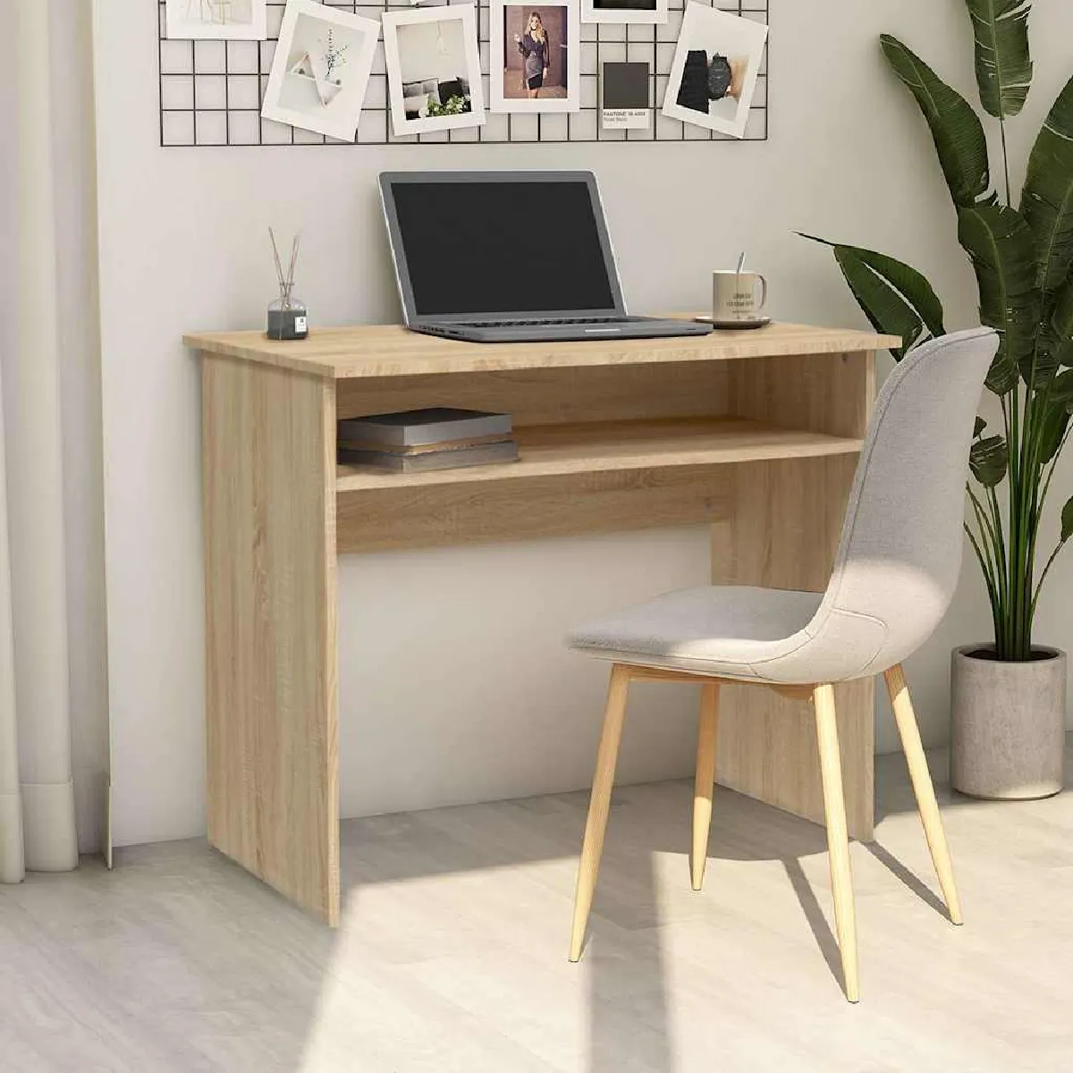 Vidaxl Bureau Chêne sonoma 90x50x74 cm Aggloméré Marron - vue 2