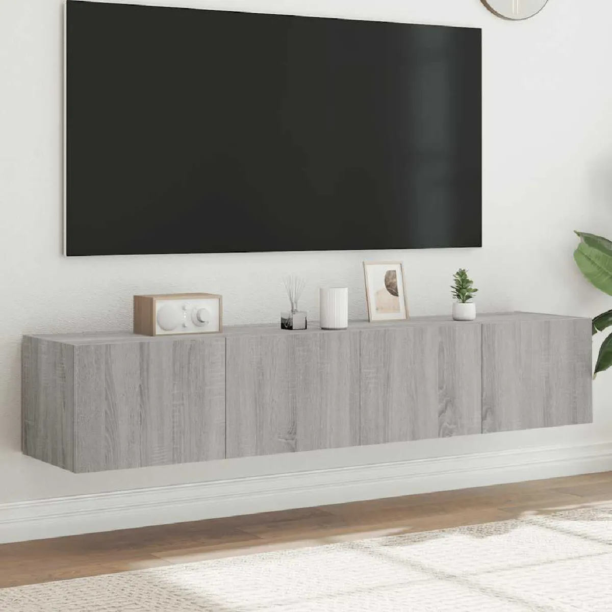 Vidaxl Meuble TV mural avec LED 80x35x31 cm 2pcs - vue 2