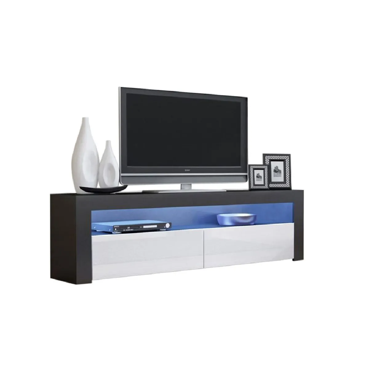 DUSINE Meuble TV Savelli - Noir et Blanc laqué DUSINE Meuble TV Savelli - Noir et Blanc laqué