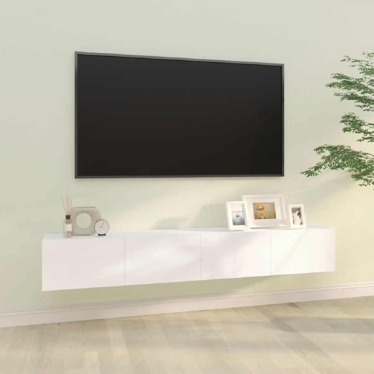 Non Communiqué Blanc Meubles Tv Muraux 2 Pcs 100X30x30 Cm Bois D Ingénierie - Image 3