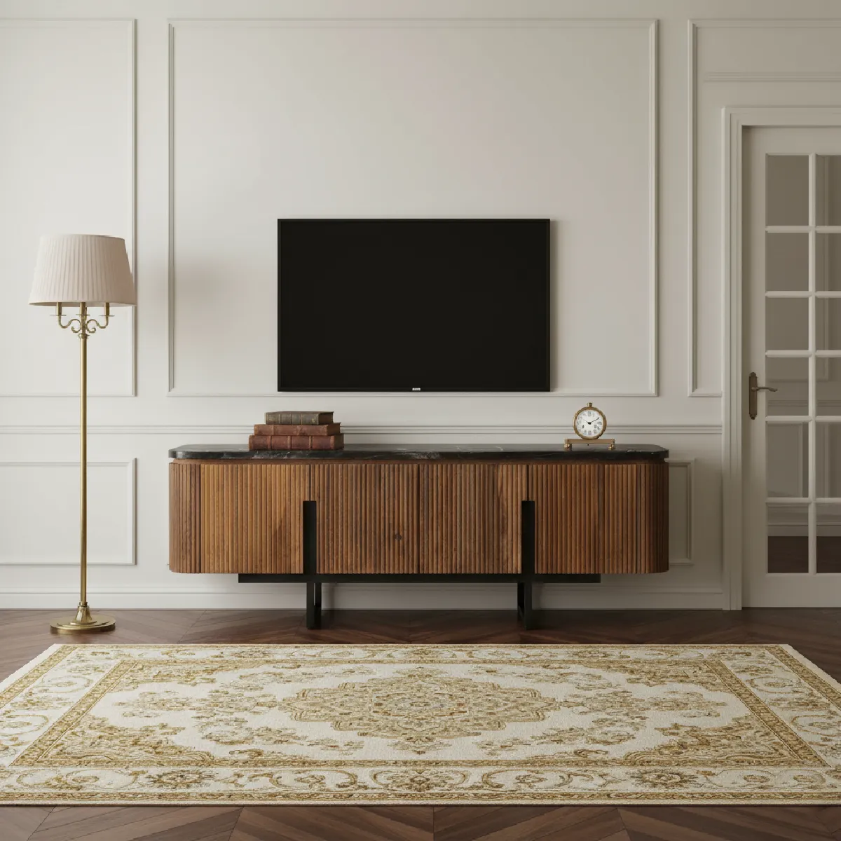 Meuble TV Kfir Bois & Chiffons Manguier et Marbre