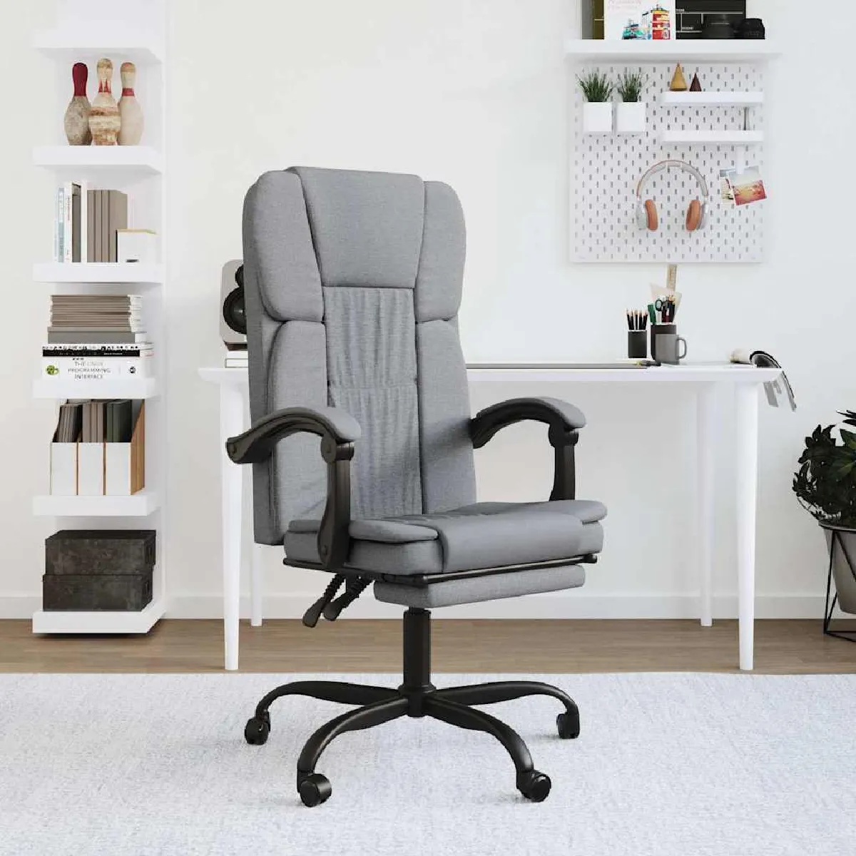 Non Communiqué Gris Fauteuil Inclinable De Bureau Clair Tissu - Image 3
