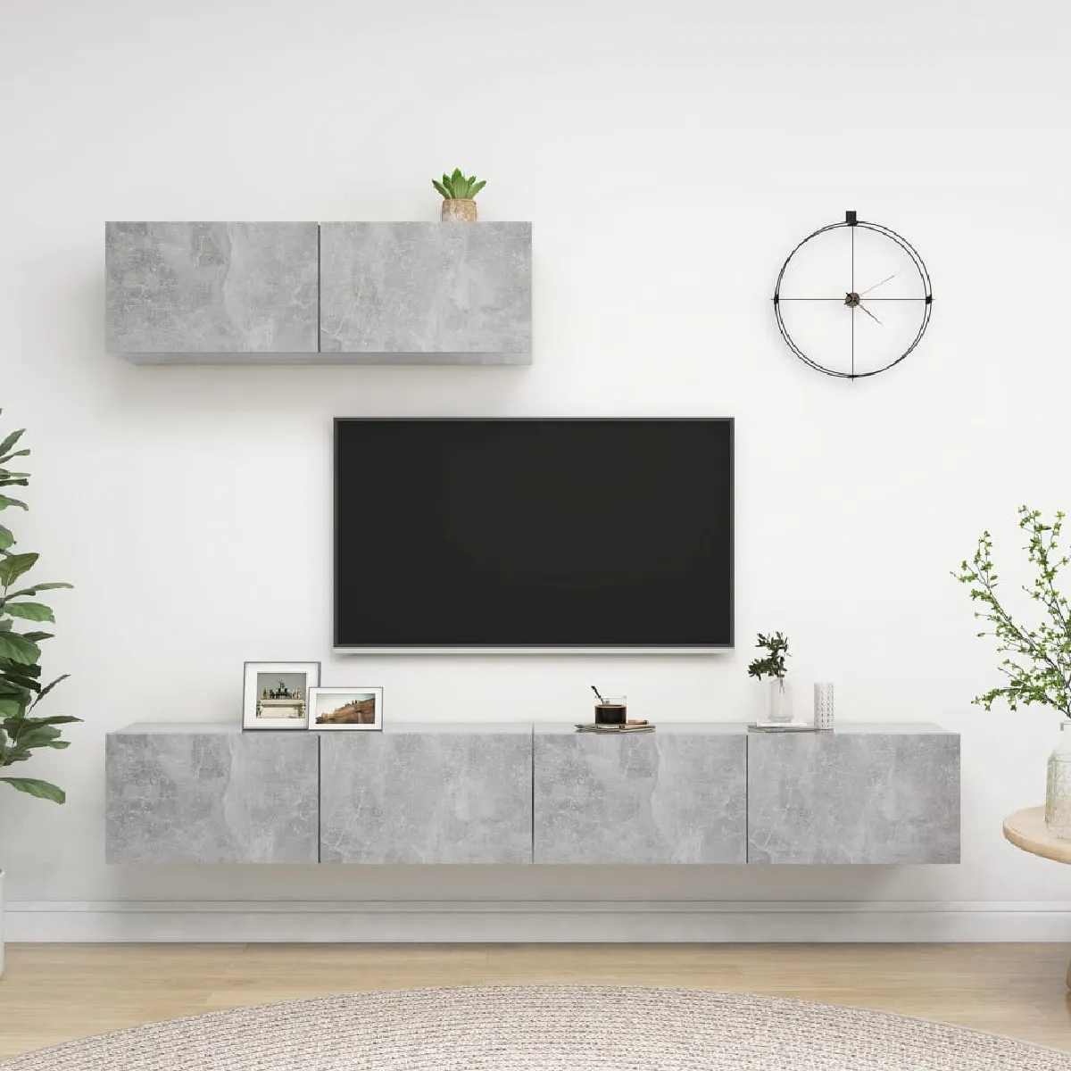 Non Communiqué Gris Meubles Tv 3 Pcs Béton Bois D Ingénierie - Image 3