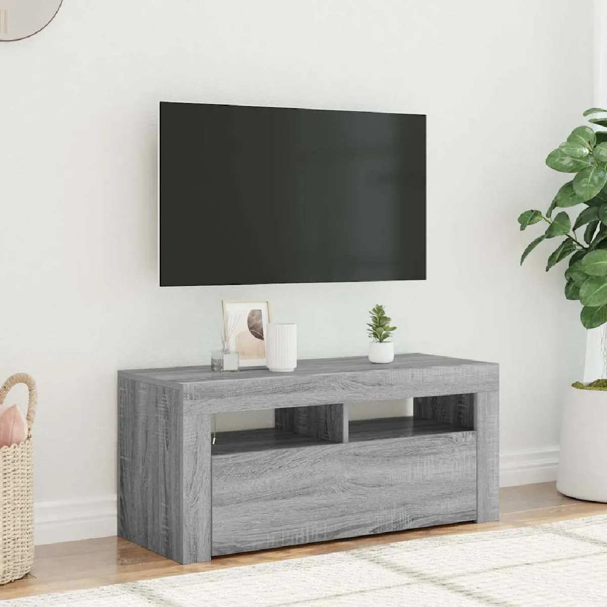 VidaXL Meuble TV LED Sonoma